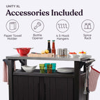 Keter Outdoor Rolling Table Cart for Food Prep, Storage, Bar & Grill, Dark Brown - Portable Kitchen Island Tabletop with Wheels for Drinks, Snacks, and Cooking