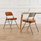 BOOSDEN Thick Padded Folding Chairs, Single Upholstered Foldable Chair, Comfortable Metal Chairs, Folding Chair with Fabric Cushion, Stackable Fold Up Chair for Kitchen Office Wedding Party (Tawny)