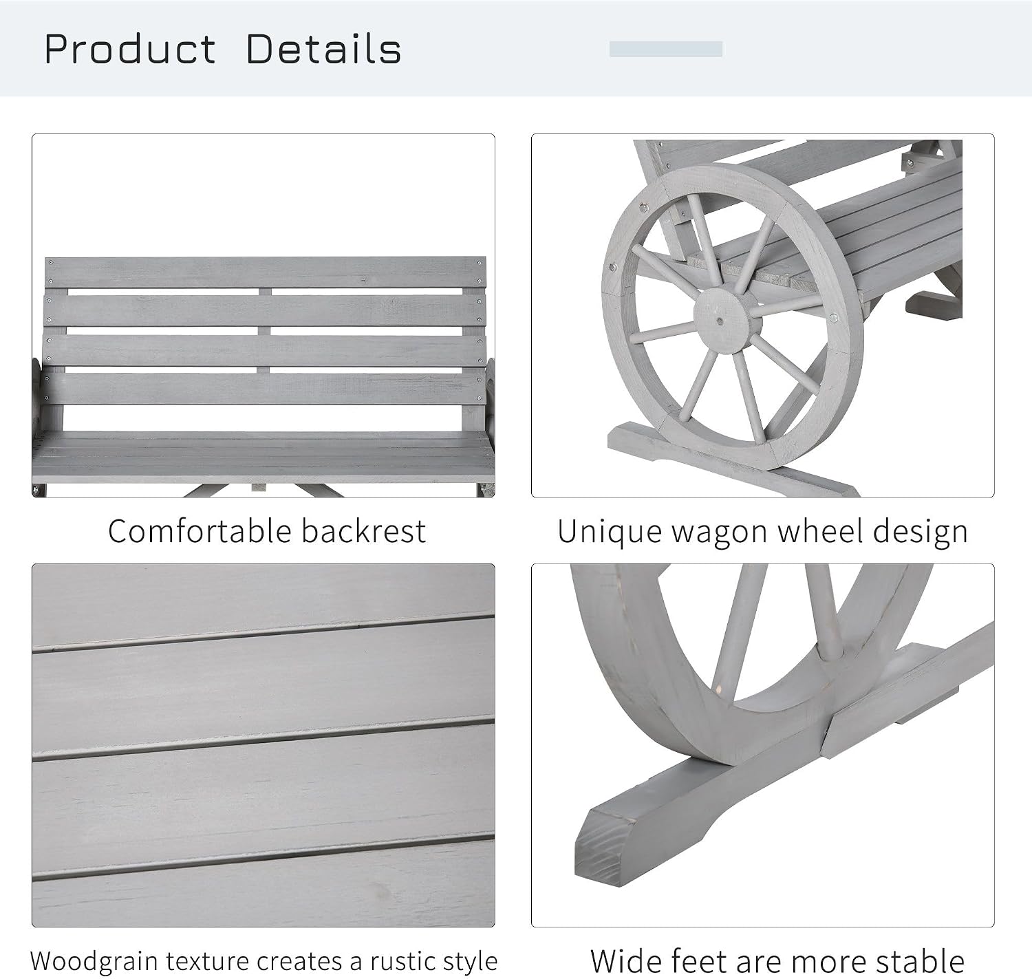 Wooden Wagon Wheel Bench