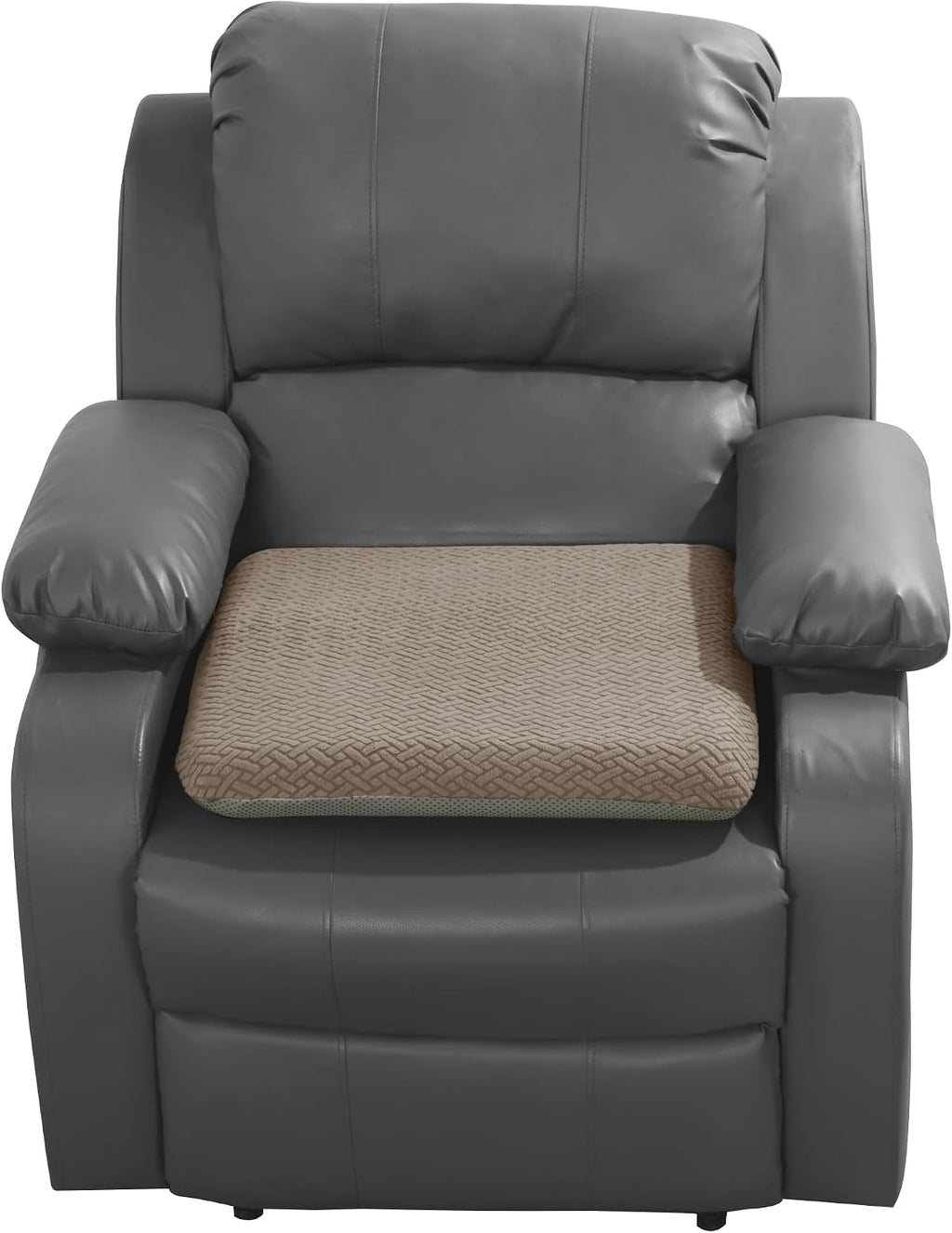 HOMBYS Tufted Furry Recliner Seat Cushion for Elderly Foam Curved Edge Large Square Seat Cushion for Recliner Chair, Floor Pillow, Office Chair, Car, No Pressure on Thighs(Brown)