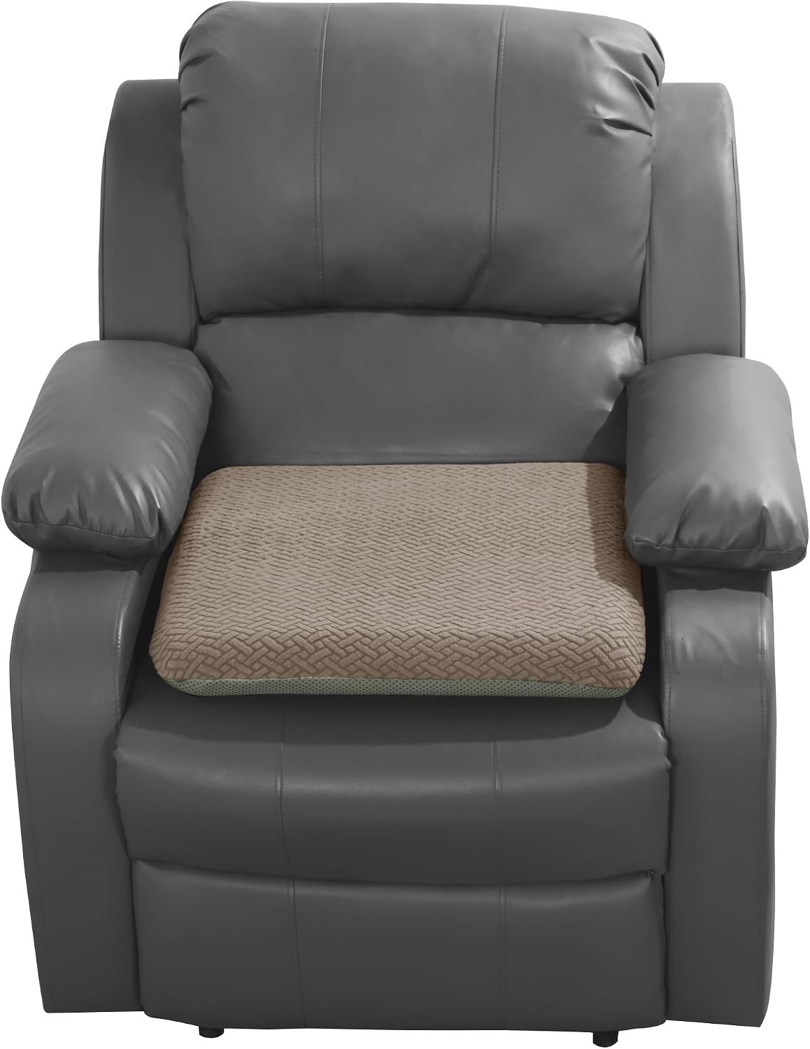 HOMBYS Tufted Furry Recliner Seat Cushion for Elderly Foam Curved Edge Large Square Seat Cushion for Recliner Chair, Floor Pillow, Office Chair, Car, No Pressure on Thighs(Brown)