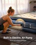 iDOO Queen Air Mattress with Built in Pump, 18 Raised Comfort Inflatable Blow up Mattress, Upgraded Support Structure Portable Air Bed for Camping, Guests and Home, Colchon Inflable, 650lbs Max