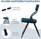 HOMEFUN Padded Folding Chairs 4 Pack - Foldable Dining Chair with Cushion, Portable and Assembled Extra Seat for Guests Kitchen Office Wedding Party Bule