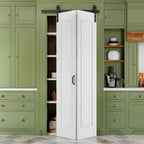 36" x 84" Paintable Bifold Barn Door with 40" Hardware & Handle - 1 Raised Hollow Core Panels No Assembly Required, Pre-Drilled Holes for Easy Installation, Pantry Closet Bi Fold Barn Doors