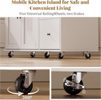 GRUSIGN Kitchen Island on Wheels with Storage-Multifunctional Kitchen Island Cart with Drop Leaf, Rolling Island with Spice/Towel Rack,Expandable Island Table Kitchen,39.37" Width,White