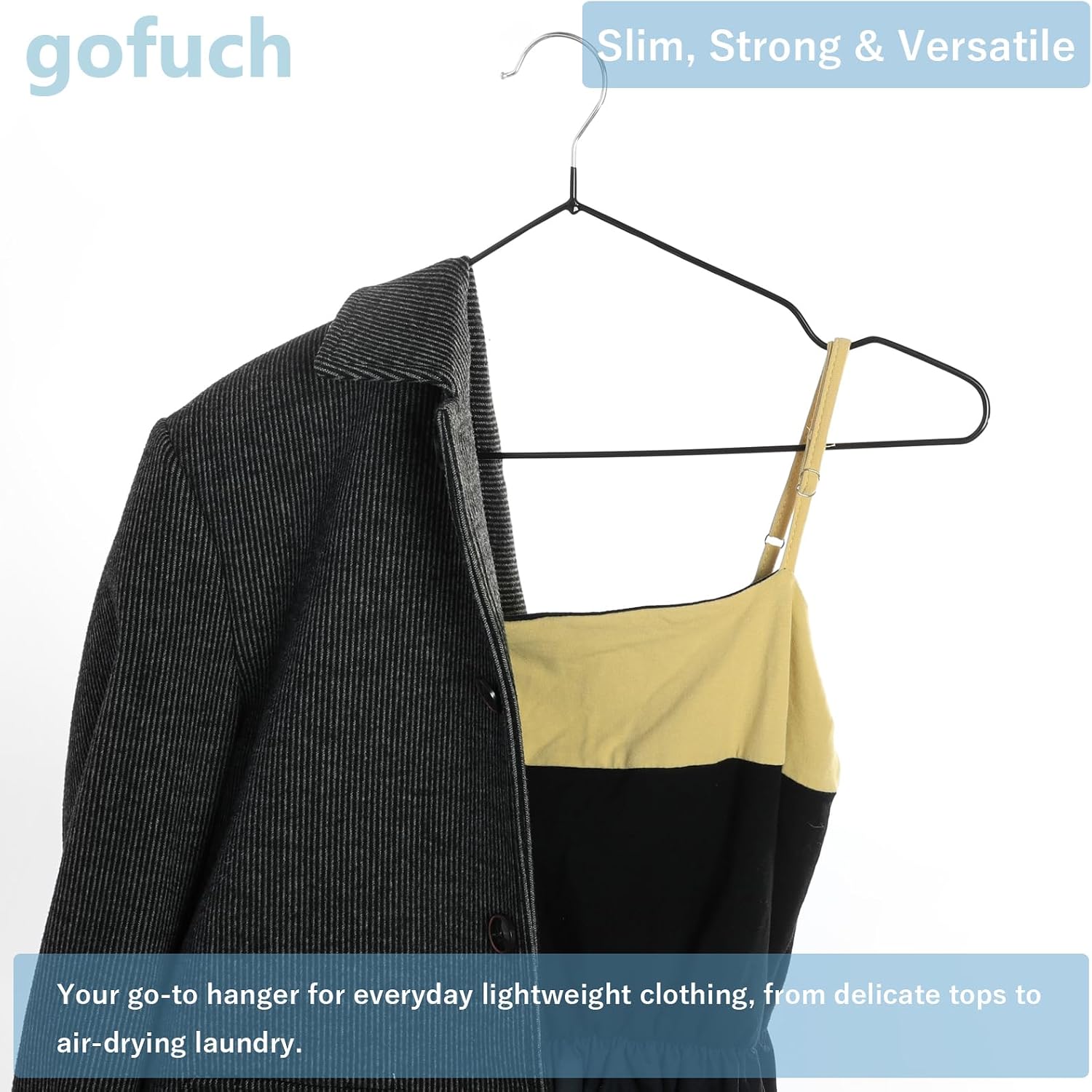 30 Pack Ultra-Thin Metal Hangers, Non-Slip PVC Coated Space Saving Clothes Hangers for Closet, 16 Inch Wide for Suits Dresses Jackets - Black