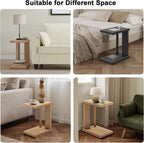 C Shaped End Table for Couch, 23.2'' High Small Side Table 2-Tier C Shaped Sofa Table for Small Narrow Spaces, Modern Nightstand for Bedroom, Living Room, Apartment, Home Office, Oak