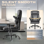 Office Chair-Executive High Back Breathable Big and Tall Office Chair Flip-up Armrests Lumbar Support-Ergonomic Leather Rolling Swivel Chair with Rock Function for Working Studying Gaming,Black