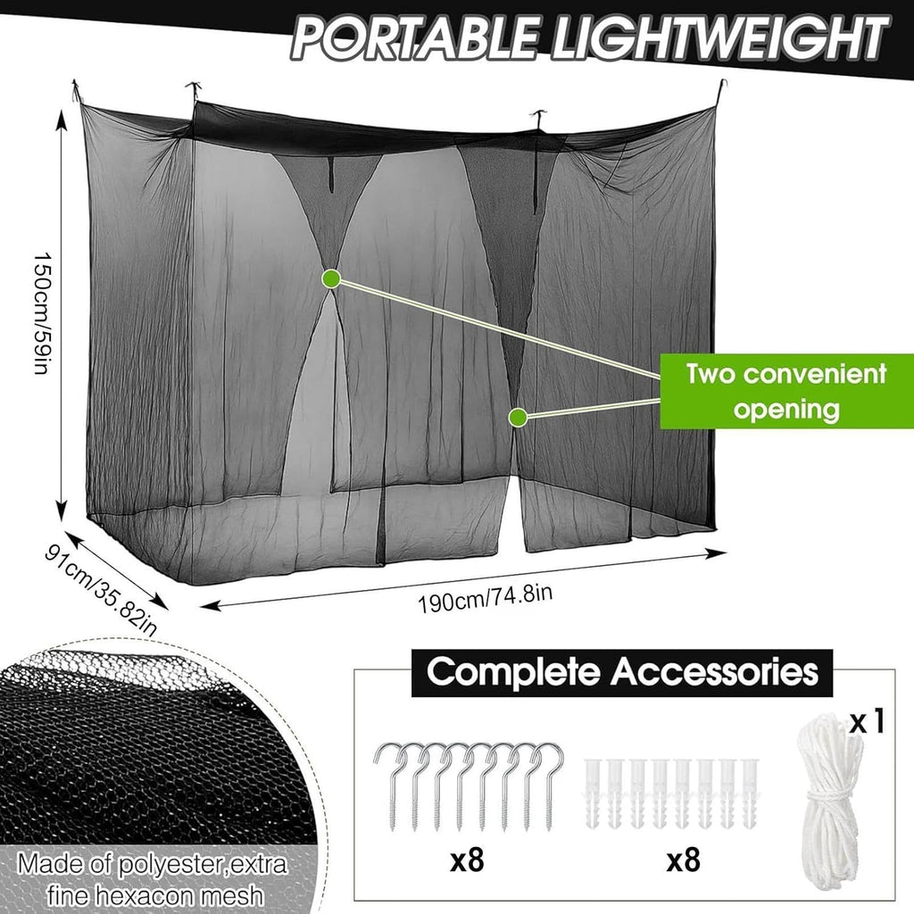Fly Net - Durable Polyester lnsect Protection Netting, Spacious Adventure Travel Canopy, essentiaI Climber Sleeping Bed Cover, Easy Setup Relaxation Enclosure | for Home Yard Indoor Outdoor Use