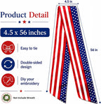 Patriotic Wreath Sash for Front Door, 4.5 x 56 Inch Red White and Blue Stripe Patriotic Wreath Satin Sash for 4th of July Memorial Day Independence Day Porch Decor