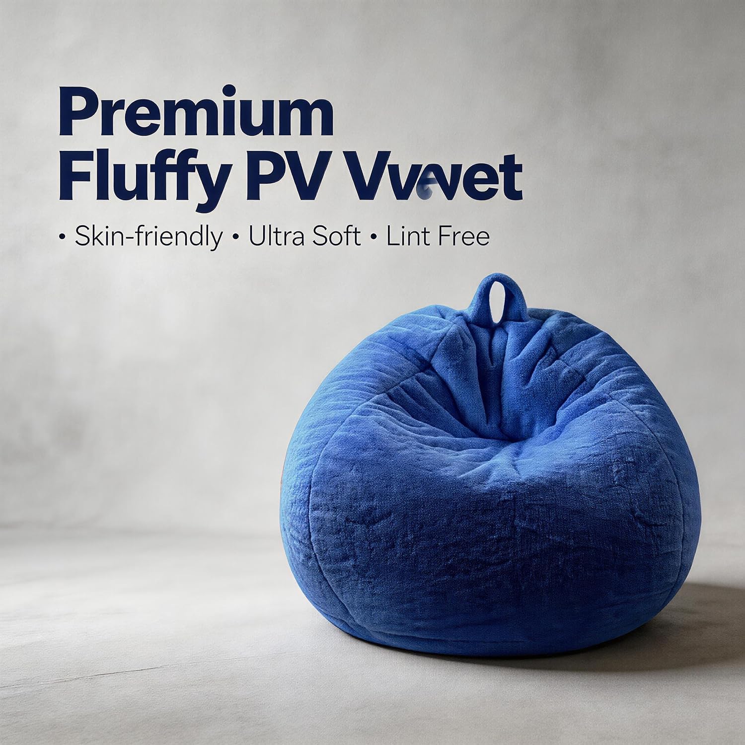 ENBAOHUI 3FT Faux Fur Comfy Memory Foam Bean Bag Chairs for Kids or Babies with Filling Bean Bag Sofa with Handle Super Soft Washable Faux Fur Fabric Lazy Sofa 3 Foot Dark Blue