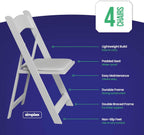SIMPLEX 4 White Folding Chairs – Resin Stackable Foldable Chairs with Padded Seats – Comfortable White Folding Chairs for Indoor/Outdoor Events – Lightweight Resin Chairs (4 Pack)
