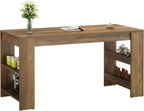 Tribesigns 63-Inch Bar Table, Farmhouse Counter Height Pub Table with Storage Shelves, High Top Bar Unit for Kitchen, Dining Room, Bistro, Brown Rustic