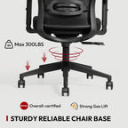 SANODESK OS3 Mesh Big and Tall Computer Chair Home Office Standing Desk Chairs Swivel Ergonomic High Back Office Chair with Adjustbale Lumbar Support Backrest Armrest Black