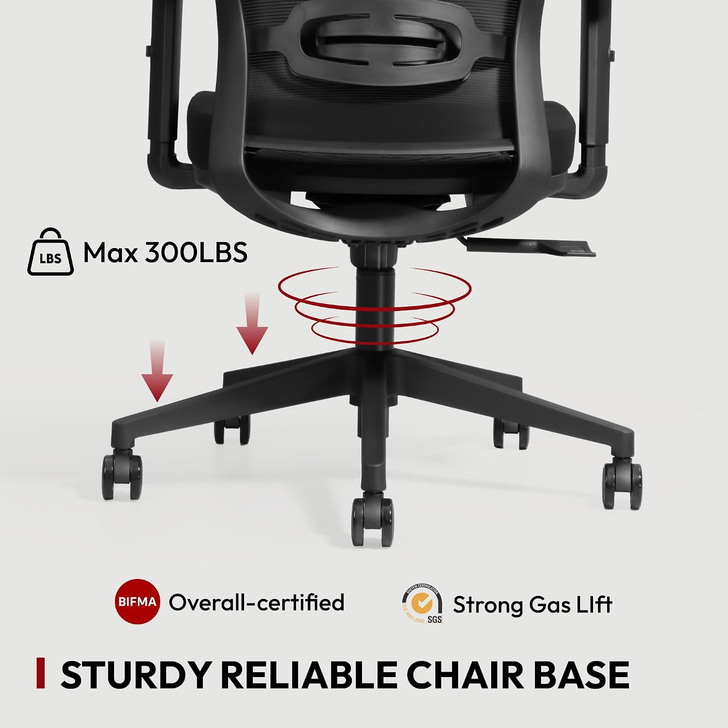 SANODESK OS3 Mesh Big and Tall Computer Chair Home Office Standing Desk Chairs Swivel Ergonomic High Back Office Chair with Adjustbale Lumbar Support Backrest Armrest Black