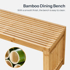 HOOBRO Bamboo Dining Bench, 35 inch Farmhouse Kitchen Table Bench, Solid Bamboo Dining Room Bench for Kitchen, Living Room, Hallway, Bedroom, Natural YL16CD01