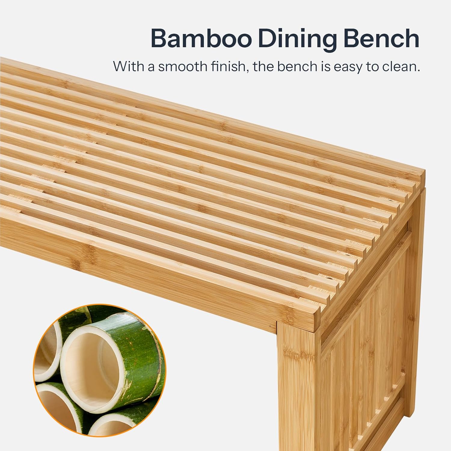 HOOBRO Bamboo Dining Bench, 35 inch Farmhouse Kitchen Table Bench, Solid Bamboo Dining Room Bench for Kitchen, Living Room, Hallway, Bedroom, Natural YL16CD01