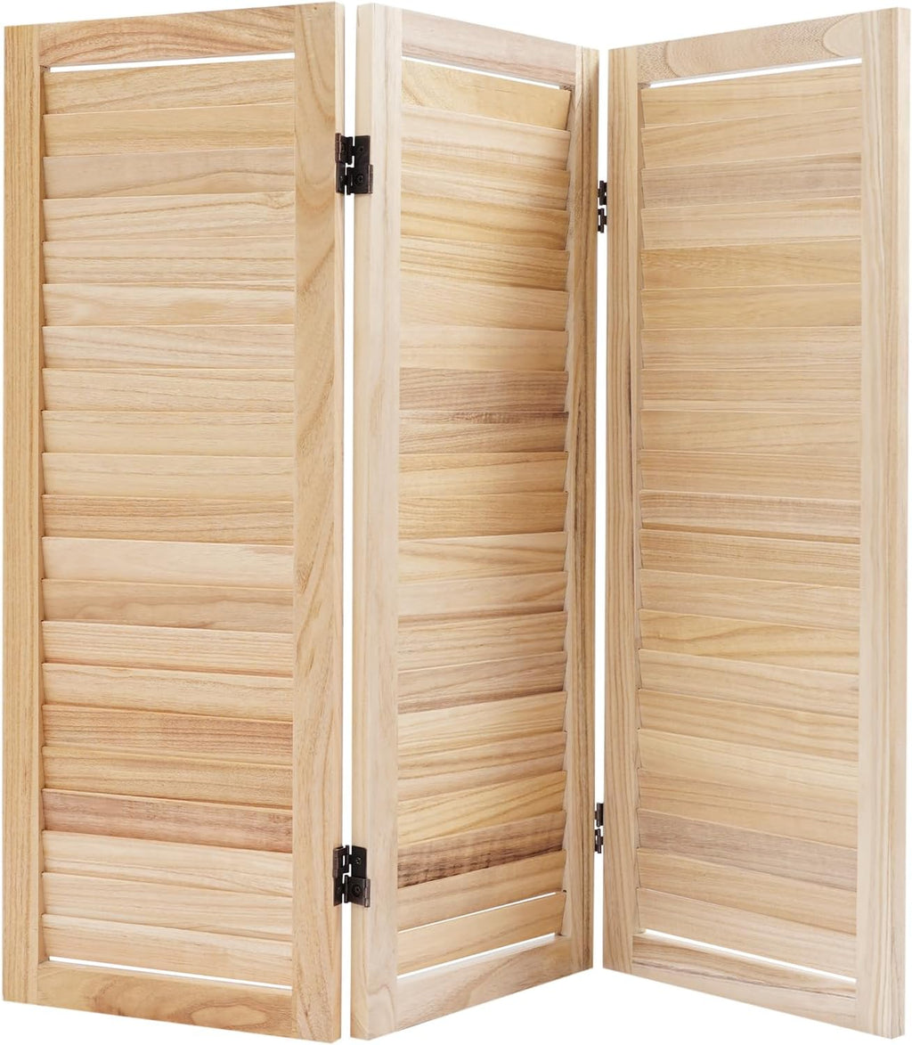 3 Panel Room Divider Short,Short Folding Privacy Screen,Freestanding Privacy Wooden Short Screen,35.4" W x 31.9" H Shutter Style Decorative Divider for Office,Bedroom,Home