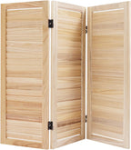 3 Panel Room Divider Short,Short Folding Privacy Screen,Freestanding Privacy Wooden Short Screen,35.4" W x 31.9" H Shutter Style Decorative Divider for Office,Bedroom,Home