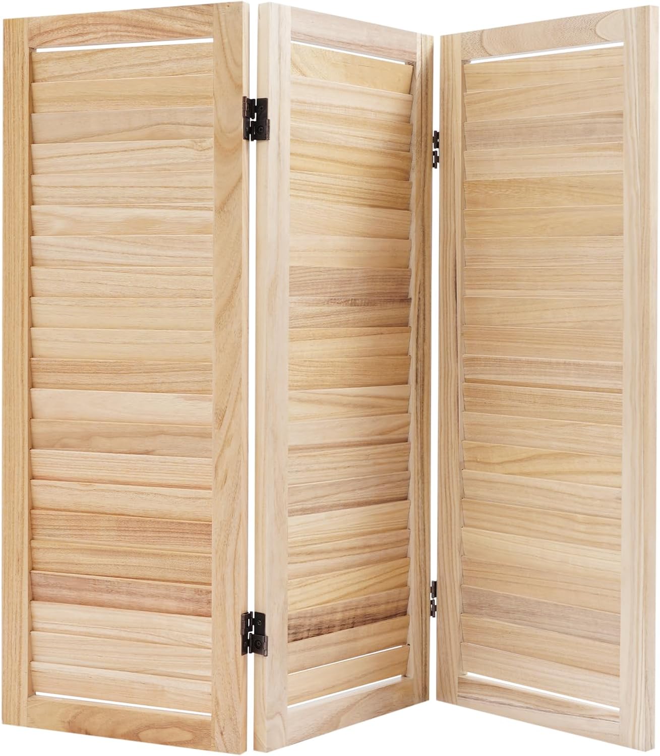 3 Panel Room Divider Short,Short Folding Privacy Screen,Freestanding Privacy Wooden Short Screen,35.4" W x 31.9" H Shutter Style Decorative Divider for Office,Bedroom,Home