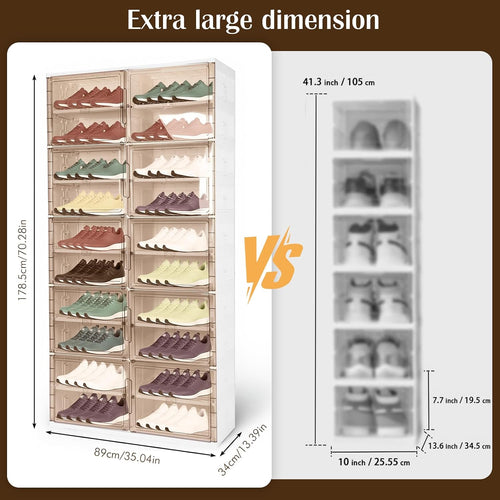 10 Tiers 40 Pairs Large Plastic Folding Shoe Cabinet with Doors Easy Assembly Shoe Shelves Organizer for Closet Entryway Living Room