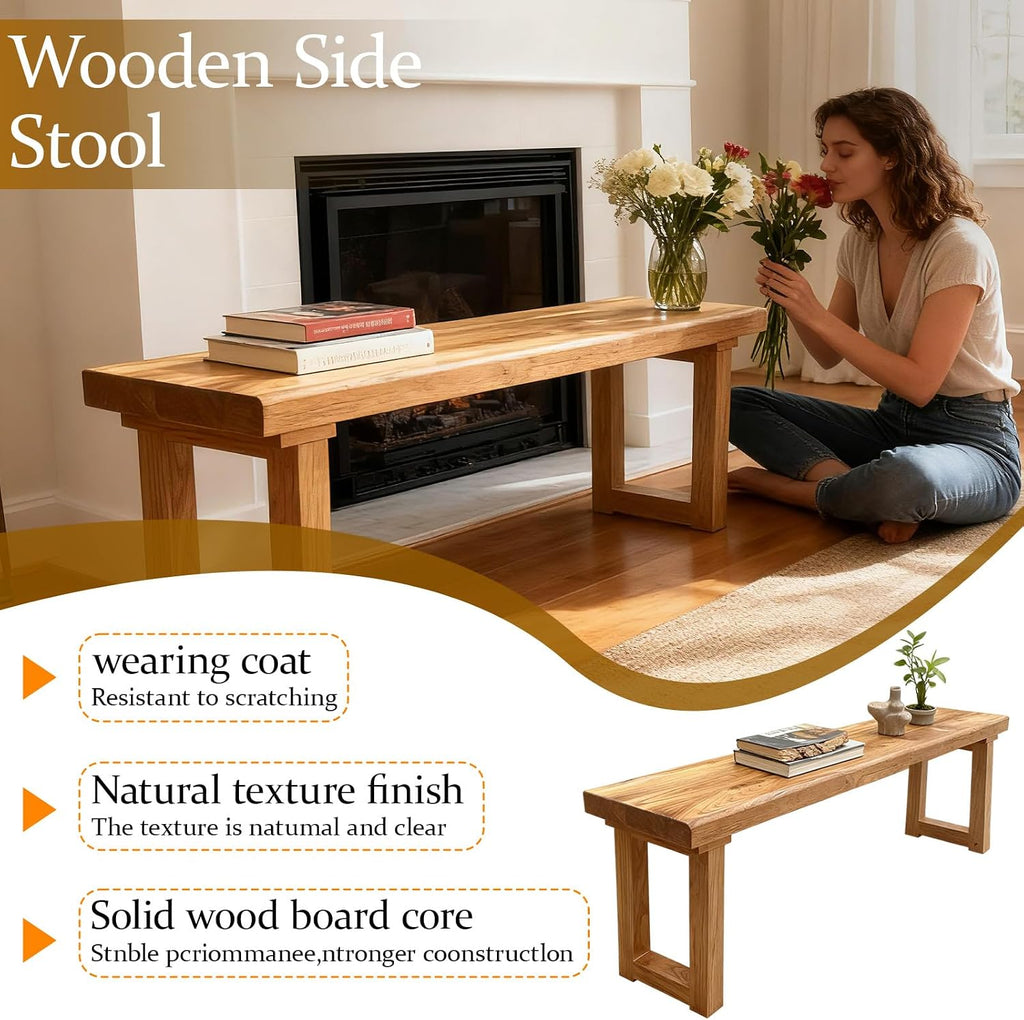 Wooden Narrow Entryway Bench Indoor Skinny Thin Noodle Bench for End of Bed Farmhouse Mudroom,Bedside,Dinette Table,Noodle Slim Bench (39.3" W x 17.7" H x 10" D)