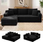 94.5" L-Shaped Cloud Sectional Couch for Living Room, Modern Minimalist Upholstered Boneless Sofa,Corduroy Fabric Modular Sectional Sofa with Chaise, No Assembly Required (Black, Left)