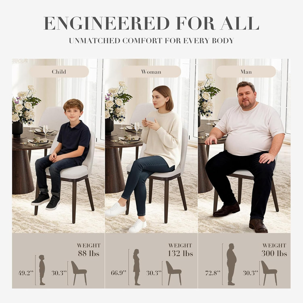 COLAMY Upholstered Dining Chairs Set of 4, Modern Kitchen Chairs with Back, Fabric Side Dining Room Chairs with Wood Legs for Kitchen Dining Room Restaurant, Beige