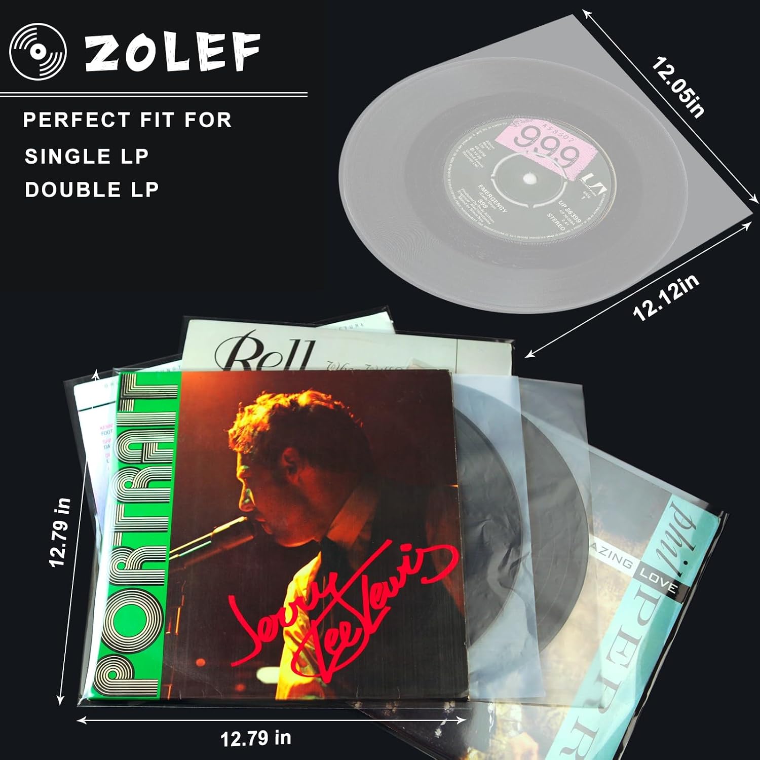 100 12" anti static Vinyl Record Sleeves Combo Pack (50x 3mil Outer & 50x Inner Round Bottom), vinyl protective Crystal Clear Fit for Single & Double Lp Album Collection