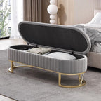 Modern Storage Bench Upholstered Bedside Stool with Metal Legs Modern for Living Room Entryway Entryway(Pink,Small)