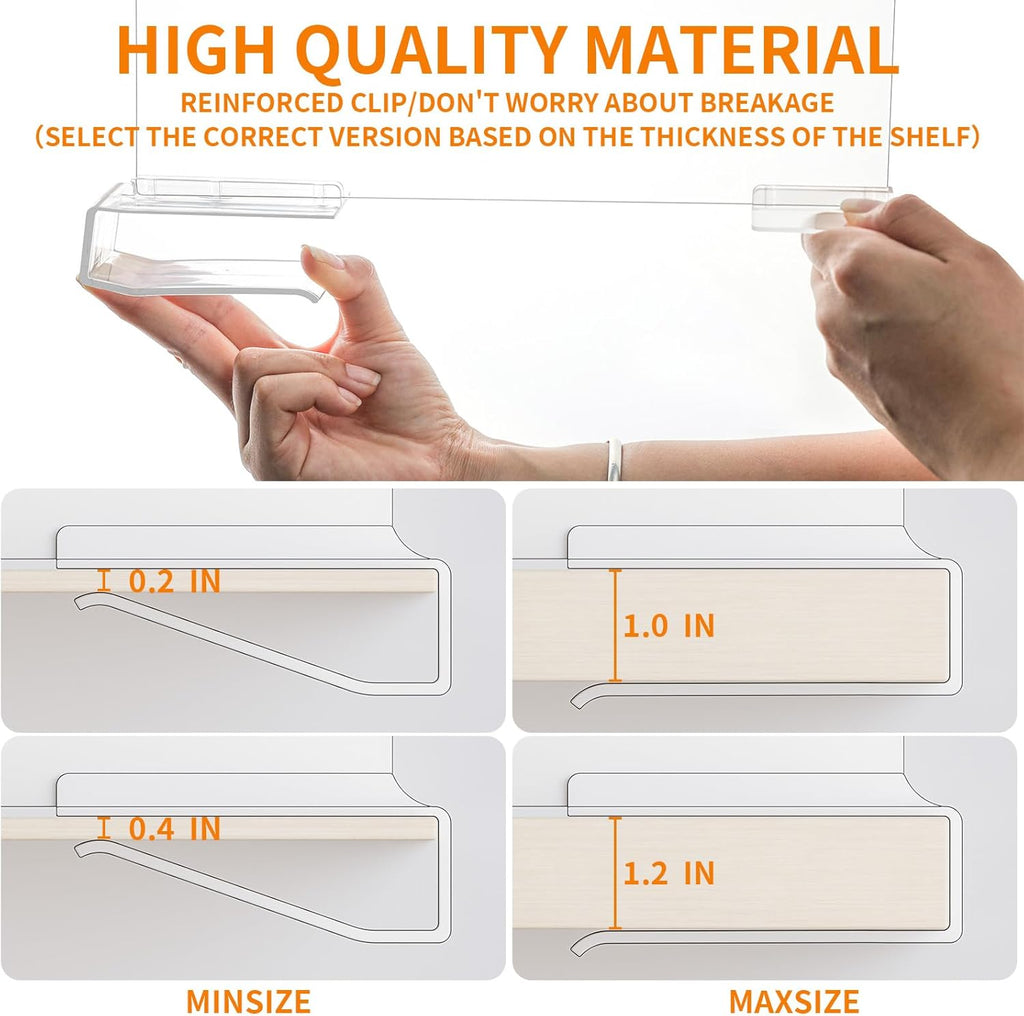 Yieach Adjustable Height Clear Shelf Dividers,6 Pack Acrylic Closet Shelf Dividers for Organization,11.1 Inch Tall Vertical Plastic Shelf Separators for Towel,Sweater,Towel Organizers and Bookshelf