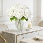3 Pcs White Artificial Hydrangea Large Flowers 20" Real Touch Faux Hydrangea Flowers Latex Fake Flowers for Wedding Party Home Decor