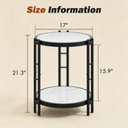 Alunaune Industrial End Table, 2-Tier Round Side Table, Small Modern Storage Shelf Metal Coffee Table Nightstand for Living Room Bedroom-White