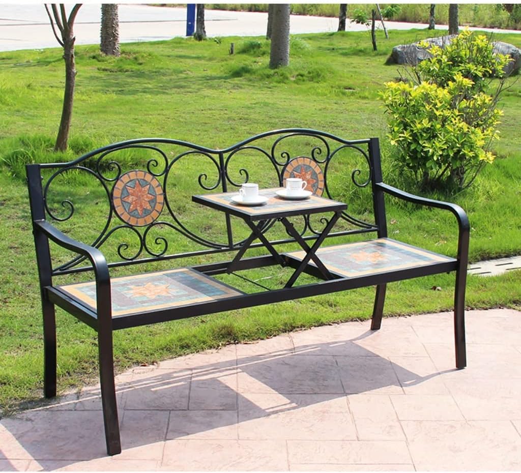 Patio Benches for Outdoors Outdoor Bench Nordic Wrought Iron Balcony Garden Table and Chairs Villa Terrace Leisure Double Garden Benches for Outdoors