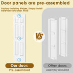 Bifold Doors for 36" x 80" Opening, 6 Panel White Primed Closet Doors with Concealed Hardware Kit, Hollow Core Interior Folding Barn Door Panels for Laundry, Pantry & Bedroom