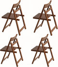 4 Walnut Solid Wood Folding Chairs