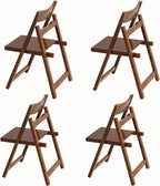 4 Walnut Solid Wood Folding Chairs