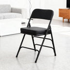 Folding Chair with Thick Cushioned Seat,1 Pack, Black, Portable Metal Frame Foldable Chair for Indoor & Outdoor Use, Durable and Comfortable Upholstered Chair for Home, Office, and Events