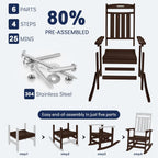 Plawdlik Oversized Outdoor Rocking Chair Set of 2- All-Weather Resistant,HDPE Heavy Duty Patio Rockers with High Back - Perfect for Porch,Garden,Coffee