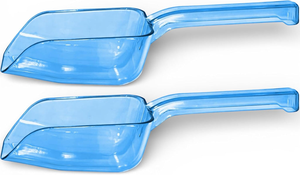 Ice Scoop for Freezer, 2-Pack, 8 Oz Each, Clear Blue | Plastic, For Ice Machine, Small Ice Scoopers for Freezer Bin