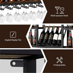 4-Tiers 59in Wine Rack Wall Mounted with LED Light, Floating Bar Shelves for Liquor Bottles, Metal Industrial Hanging Display Shelf for Home Kitchen Bar Cafe Wine Cellar Decoration