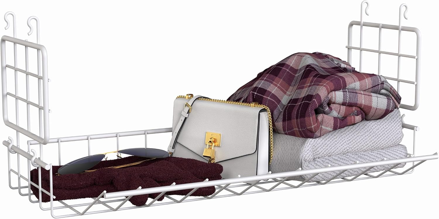 ClosetMaid Hideaway Hanging Wire Shelf for Closets, Pantries, Laundry Rooms, 6.89" H x 15.45" W x 7.78" D, White, 6-Pack