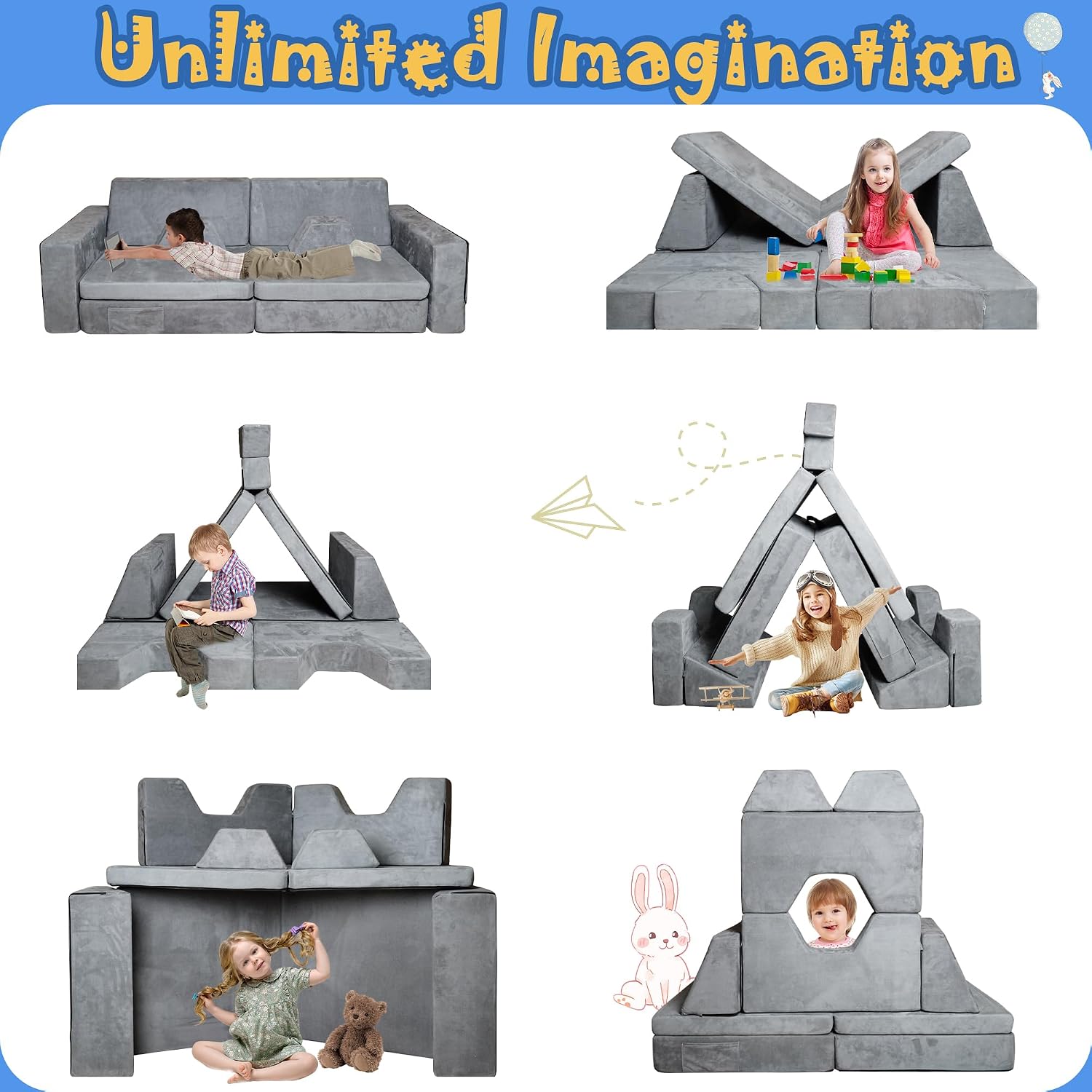 Modular Kids Sofa,Couch for Toddler and Baby Playroom/Bedroom,Perfect Toddler & Baby Couch for Play & Lounging,Ideal for Boys & Girls.New Recommended