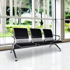 Kinsuite Set of 4 Waiting Room Reception Chairs with Arms 3-Seat Office Guest Chairs & Reception Chairs Bench PU Leather for Airport Office Bank Hospital Seat