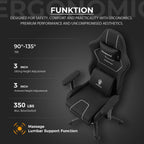 Dowinx Gaming Chair with Pocket Spring Cushion, Breathable Fabric Ergonomic Office Chair with Footrest & Massage Lumbar Support, Comfortable Reclining Chair for Long Hours Sitting, 350LBS, Black