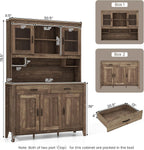 Byroce Kitchen Pantry Cabinet, Farmhouse 78.5” Tall Storage Cabinet w/Countertop, Adjustable Shelves & Drawers, Microwave Shelf w/Hutch, Wooden Buffet Sideboard w/Tempered Glass Doors, Rustic Brown