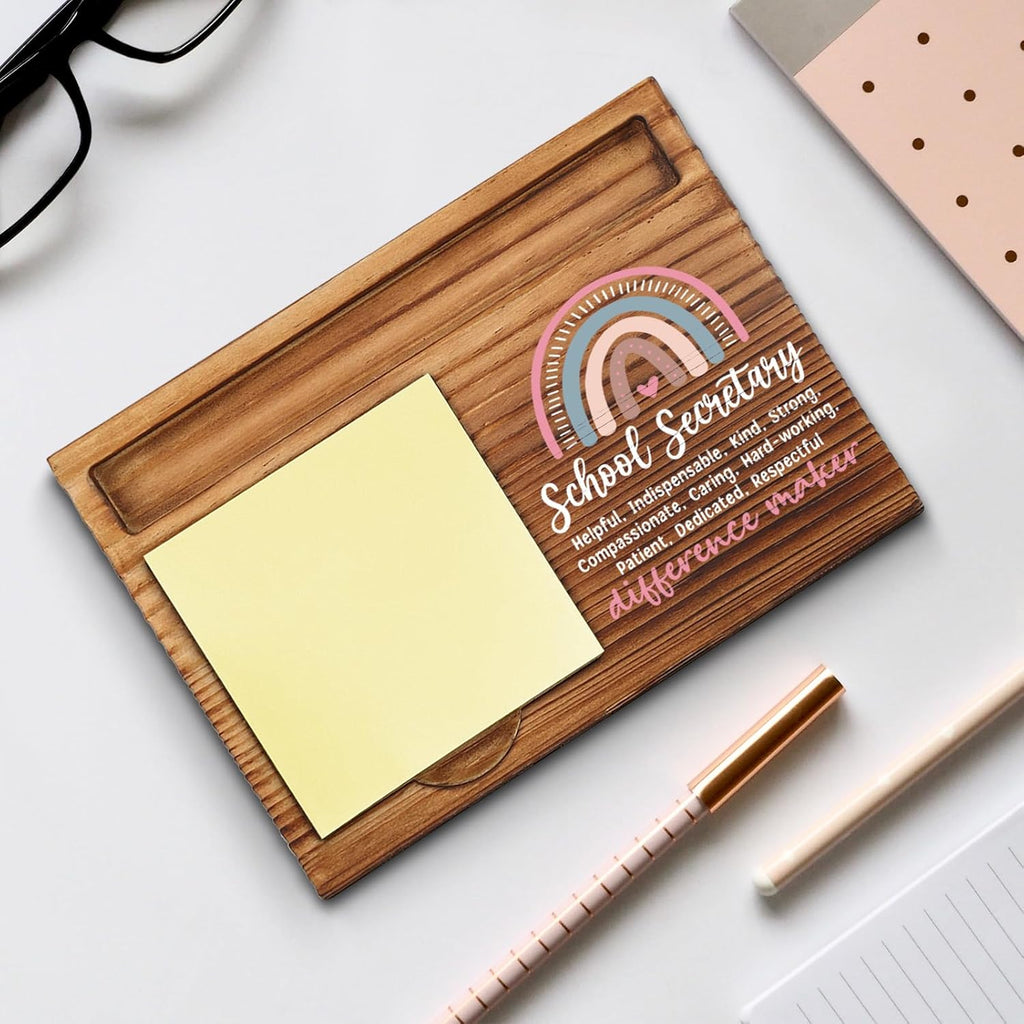 School Secretary Sticky Note Holder, School Secretary Thank You Appreciation Gifts for Women Self-Stick Note Pad Holders WPP17
