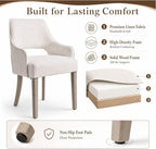 Dining Chairs Set of 2 Linen Upholstered Accent Kitchen Chair with Hollow Back/Padded Seat/Wood Legs for Dining Room Restaurant Home Decor, Beige