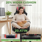 GTPLAYER Gaming Chair, Mesh Office Chairs with Footrest for Adults, Big and Tall Gamer Ergonomic Computer Chair with Height Adjustable (Red)