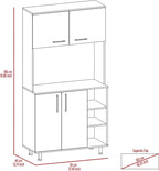 Kitchen Pantry Cabinet, 3 Shelves, Open Rack Storage, 37 Inch Countertop
